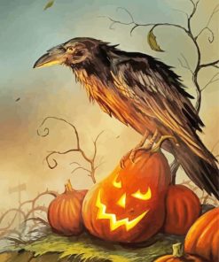 Pumpkin And Crow Paint By Number