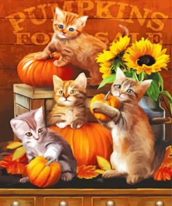 Pumpkin And Cute Kittens Paint By Number