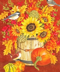 Pumpkin And Sunflowers Paint By Number