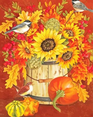 Pumpkin And Sunflowers Paint By Number