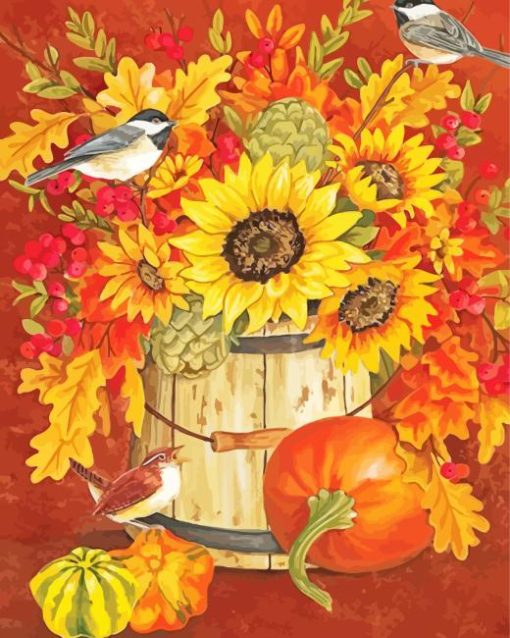 Pumpkin And Sunflowers Paint By Number