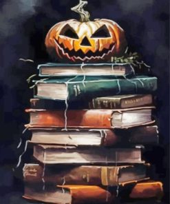 Pumpkin On Spell Books Paint By Number