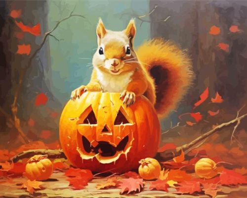 Halloween Squirrel Paint By Number