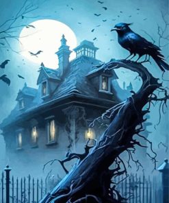 Scary House With Crows Paint By Number