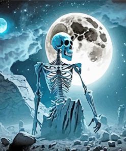 Skeleton And Full Moon Paint By Number