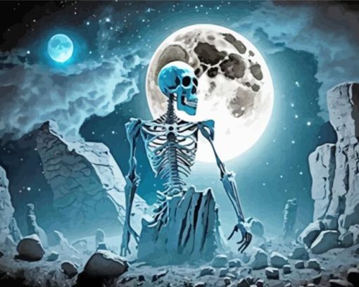 Skeleton And Full Moon Paint By Number