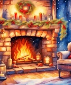 Christmas Fireplace Paint By Number