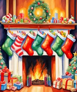 Christmas Fireplace Paint By Number