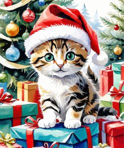 Christmas Kitty Paint by Number