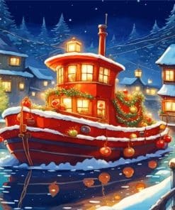 Christmas Tugboat Paint By Number