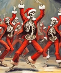 Dancing Christmas Skeletons Paint By Number