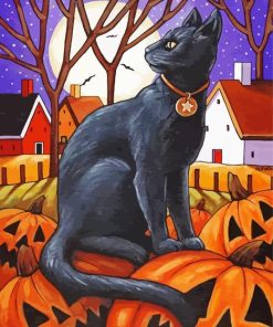 Moon Cat Pumpkins Paint By Number