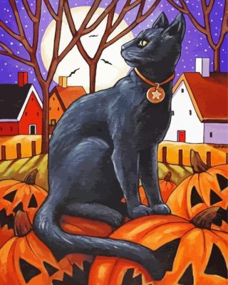 Moon Cat Pumpkins Paint By Number