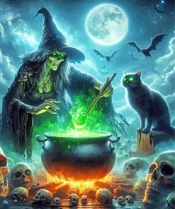 Scary Witch's Brew Paint by Number