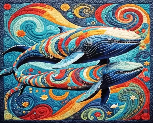 Abstract whales paint by number