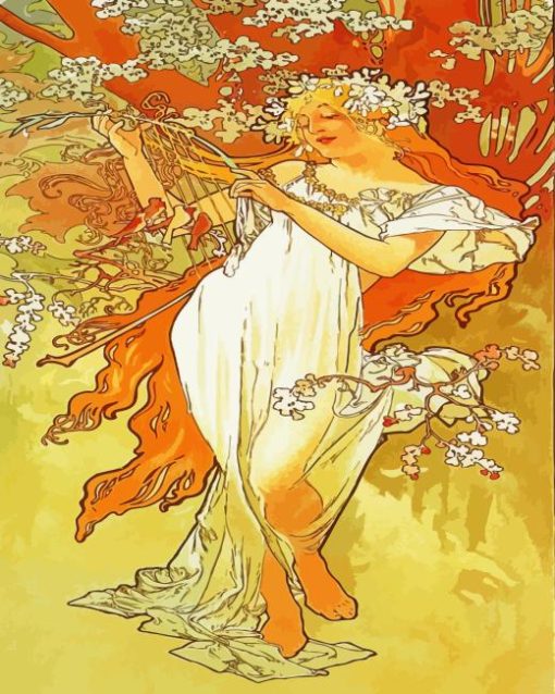 Alphonse Mucha Spring Paint by Number