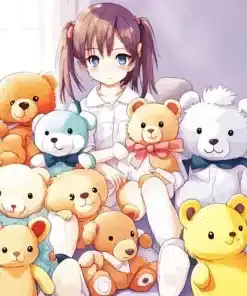 Anime girl and teddy bears paint by numbers