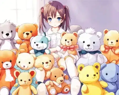 Anime girl and teddy bears paint by numbers