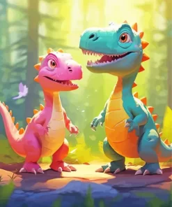 Baby dinosaurs paint by number