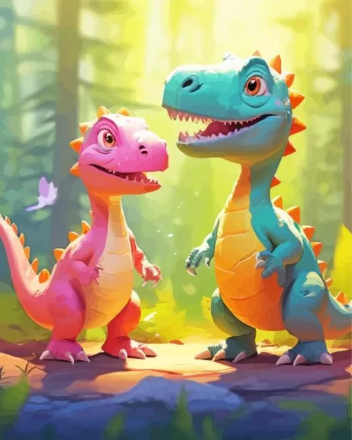 Baby dinosaurs paint by number