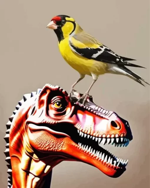 Bird On Dinosaur Head paint by numbers