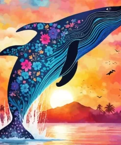 Blooming whale paint by numbers