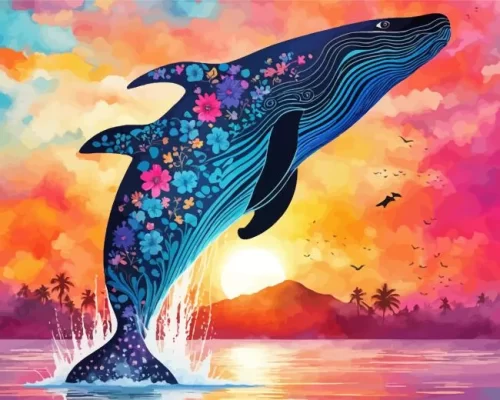 Blooming whale paint by numbers