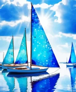 Blue Sailboats paint by number