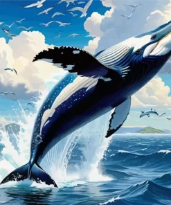 Blue whale jump paint by number