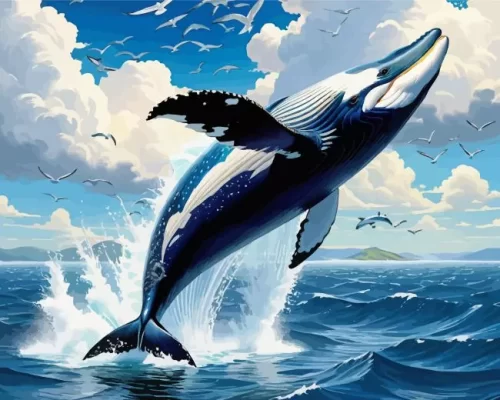 Blue whale jump paint by number