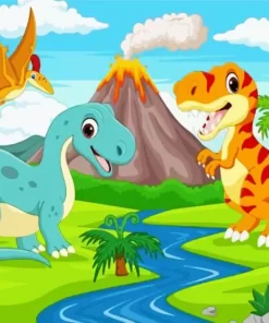 Cartoon Dinosaurs paint by numbers