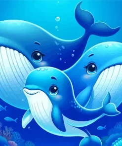 Cartoon Whales Family paint by number