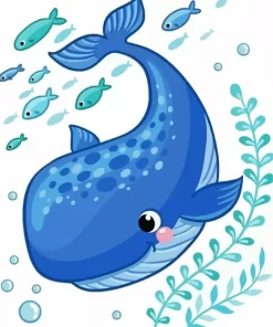 Cartoon whale paint by numbers