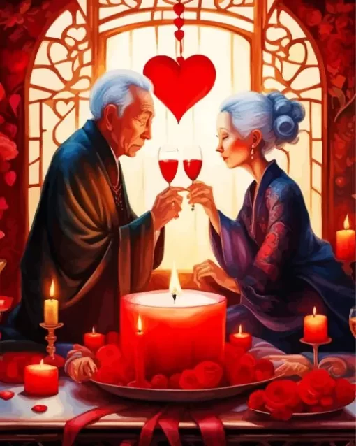 Chinese Couple Valentines day paint by number