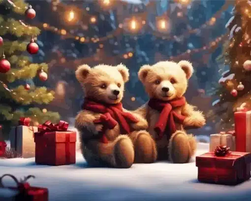 Christmas teddy bears paint by numbers