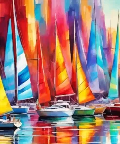 Colorful Sailboats art paint by numbers