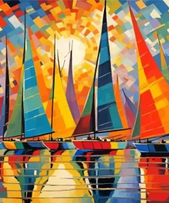 Colorful Sailboats paint by numbers