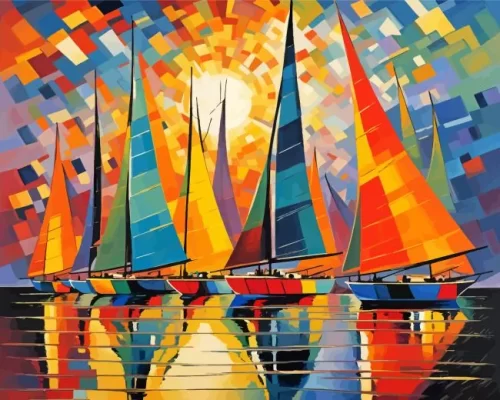 Colorful Sailboats paint by numbers