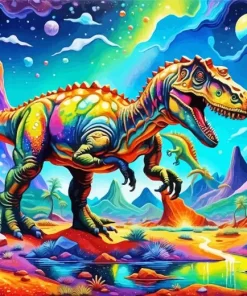 Colorful dinosaur paint by number