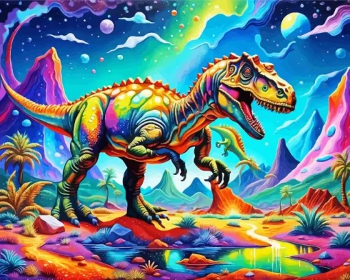 Colorful dinosaur paint by number