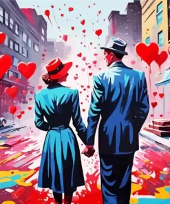 Couple celebrating valentines day paint by numbers