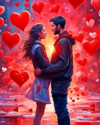 Couple in valentines day paint by number