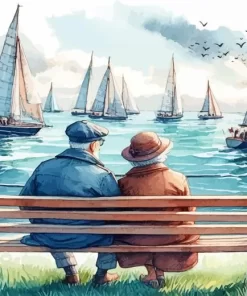 Couple watching Sailboats paint by number