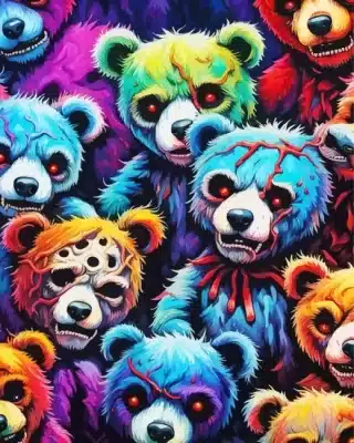 Creepy teddy bears paint by numbers