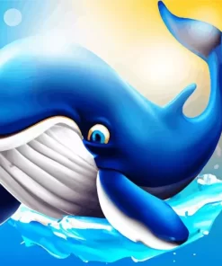 Cute blue whale paint by numbers