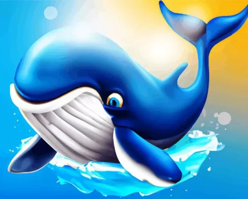 Cute blue whale paint by numbers