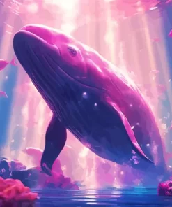 Fantasy pink whale paint by number