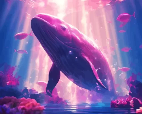 Fantasy pink whale paint by number