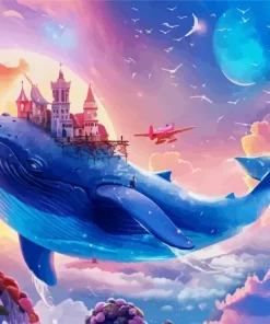 Fantasy whale castle paint by numbers