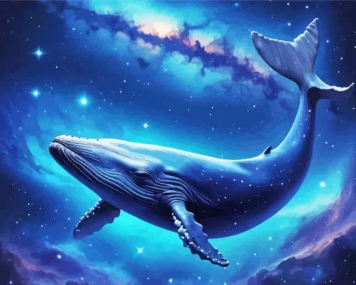 Galaxy blue whale paint by number